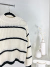 STRIPED MOCK NECK KNIT SWEATER