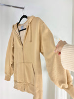 TNA COZY AF ZIP-UP TAN HOODIE